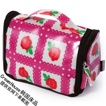 (CreamHouse) Korean bag Plaid flower waterproof portable storage bag cosmetic bag