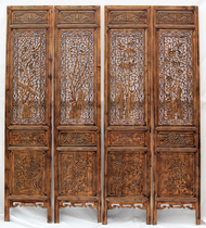 Dongyang wood carving screen partition folding screen living room bedroom porch Chinese retro solid wood folding mobile residential furniture