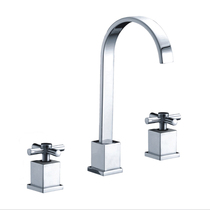 Brass material three-piece set of hot and cold basin faucet split faucet Big Bend three-hole three-piece set eight-inch faucet