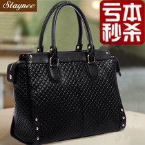 2020 new genuine leather womens briefcase briefcase computer bag black cow leather bag magina embossed business bag big bag