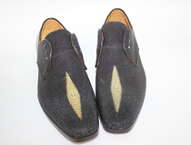 Custom-made luxury imported high-grade black Deep Sea full Pearl fish skin business banquet formal dress custom mens shoes