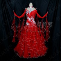 Red Phoenix High-end Professional Morden Dance Competition Suit Customised National Standard Waltz Tango Dance Dress Performance BR174