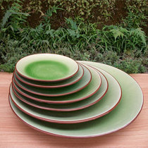 6789101214 inch ice crack glaze emerald green Western home shallow plate hotel countertop kitchen catering 6 shallow plates