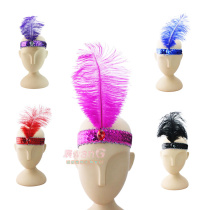 Halloween activities COS party performance props Feather sequins Dance princess Indigenous savage Indian headdress