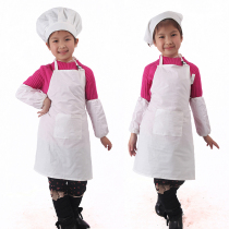 White cotton children sleeve hat sleeve apron headscarf performance cooking graffiti drawing kitchen bib hat