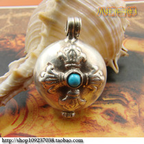 Nepal 925 sterling silver rag box handmade gem carving five-strand Doji gawu amulet hanging