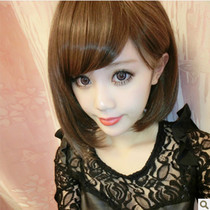 Ladyboy CD cross-dressing anti-string wig Female short hair temperament oblique bangs repair face round face bobble full headgear wig cover