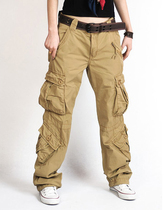 Genuine multi-pocket casual pants womens overalls cotton sports trousers loose hip hop style