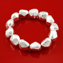 Valentines Day original design silver handmade irregular cut beads wishing stone couple bracelet lettering