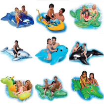 Water inflatable animal mount big sea turtle blue whale little yellow duck unicorn adult swimming ring water surfing toy