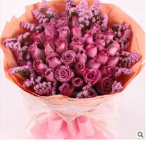 Love happiness 33 purple rose bouquets Tanabata Christmas Christmas in the same city to send flowers birthday K song pursuit flowers Shanghai