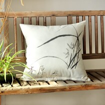 Original linen hand-painted orchid pillow case cushion bedside pillow office sofa pillow pastoral