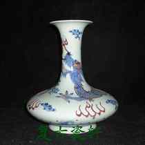 Jingdezhen Cultural Revolution inventory factory goods porcelain firewood kiln hand-painted green flower glazed red clouds dragon tattooed flat belly vase bag old