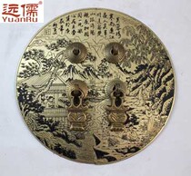 Ancient bronze sculptures antique bronze accessories brass door lock handle hibiscus building with YRB341 diameter 15CM