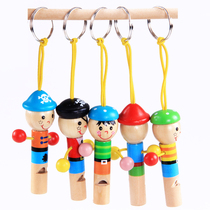 Wooden cute cartoon whistle can be hung keychain pirate whistle young children playing musical instruments toys