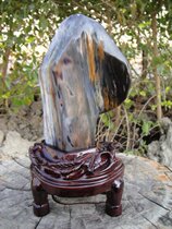 Blue little cute Myanmar wooden Yushu fossil desk study personality decoration 30#(Shan Xiqi Gallery)