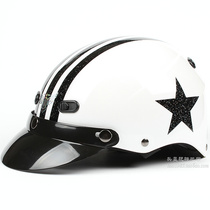 Taiwan Huatai five-pointed star white black star Harley electric motorcycle helmet men and women sunscreen UV four summer