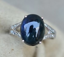 925 Silver Platinum-plated Natural Sapphire Ring Atmosphere Rich for Big Ring Special