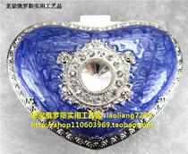 Z1 Russian color tin metal jewelry box with heart shaped large silver - side purple soles delicate white drill
