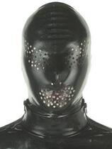  Full-pack latex headgear honeycomb eye mesh mouth full face latex mask