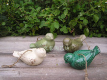 European garden decorations Balcony flower pot ornaments Hanging pieces Pastoral style old vintage ceramic birds