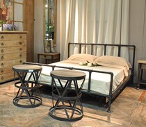 Loft American rural iron bed retro industrial style iron bed water pipe joint iron bed 1 8 meters bed spot