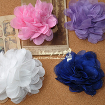About 10cm in diameter White pink dark blue purple chiffon flowers PJ13060810 2 5 yuan