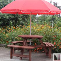 Pure solid wood table and chair 6 people set balcony leisure outdoor gardening furniture Creative barbecue tea cool courtyard table and stool
