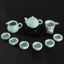  Longquan Celadon Kung Fu tea set Tea set Tea cup Office household ceramic fair cup Tea leak Teapot small cup