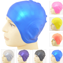 Ruihe ear swimming cap long hair waterproof silicone cap large solid color multicolor men and women