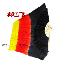 Customized silk long fan multi-color gradient fan extended long fan silk dance fan Black Flame silk fan