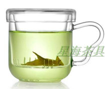 High temperature resistant glass tea cup with filter liner transparent with lid to drink water glass Three cups of tea water separating bubble tea cup