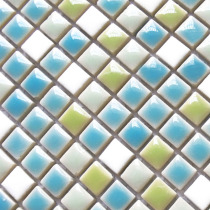 Ceramic mosaic l blue-green white puzzle background wall tile wall stickers interior decoration pastoral style spot