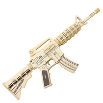 Creative toys Ruoxiang Technology Childrens puzzle 3D wooden assembly model Revolver assault rifle AK47