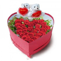 11-19 red rose small bear gift box Hunan Yongzhou Zero mausoleum in Yongzhou Qiyang flowers Tongcheng Express