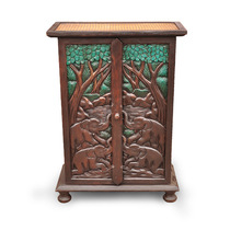 Thai crafts Southeast Asia home teak carving porch cabinet solid wood living room decoration cabinet wardrobe feature Cabinet