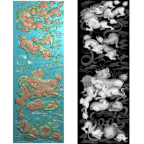 Lion incense size 391*1096 computer engraving relief map gray-scale carved JDP format wired original