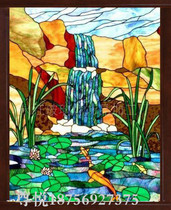 Art glass partition European style Church glass pendant screen Landscape ceiling Entrance door and window background wall