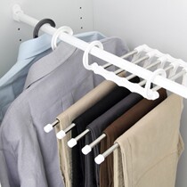 Multifunctional folding telescopic trouser rack multi-layer magic trouser rack wardrobe stainless steel trouser clip five-in-one drying storage rack