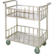 Direct selling thickened two-story kitchen dining cart stainless steel trolley wine cart two-story stainless steel dining cart