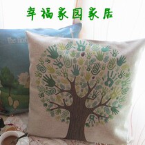 Thick Real Cotton Hemp Life Tree Series Hug Pillow Cover Cushion Cover Car