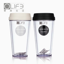 Simple coffee accompanying cup Creative double anti-scalding environmental protection cup convenient drinking mouth Korean plastic cup