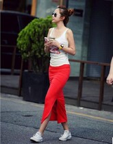 Bohemian style and ankle length bag hip skirt side open fork display slim half body dress rear open fork step skirt customizable