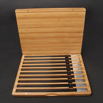 NEWREA NEW SHARP SILVER LINEN Wood Chopsticks Hammer Print French Silverware Business Gift