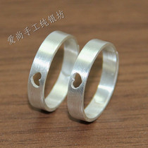 Couple handmade custom s99 sterling silver original handmade silver ring heart and heart printing activity mouth pair