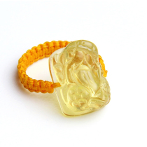 Natural yellow crystal leather ring hand-made mens and womens leather ring citrine picuo ring face