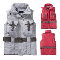 Outdoor charge YK with hat rainproof pressure rubber charge warm cotton vest multifunctional photography vest
