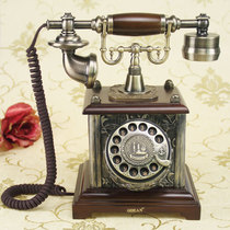 European style solid wood antique craft phone retro vintage antique turntable rotary dial home office landline machine