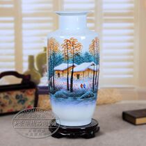 Jingdezhen hand-painted ceramic vase Living room decoration porcelain bottle High-grade porcelain ornaments celebrity masterpieces