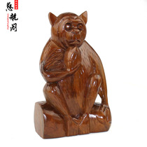 Taishan Cihang Pavilion peach wood monkey ornaments wood carving solid wood monkey ornaments home